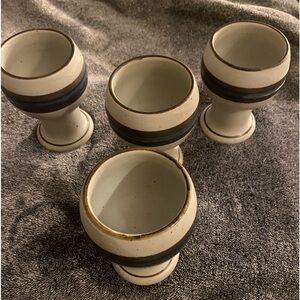 4 vintage pottery goblets
